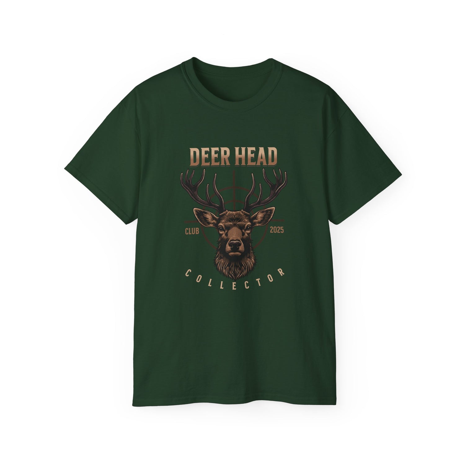 Deer Head Collector Cotton Hunting Tee - Green
