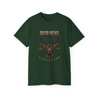 Deer Head Collector Cotton Hunting Tee - Green