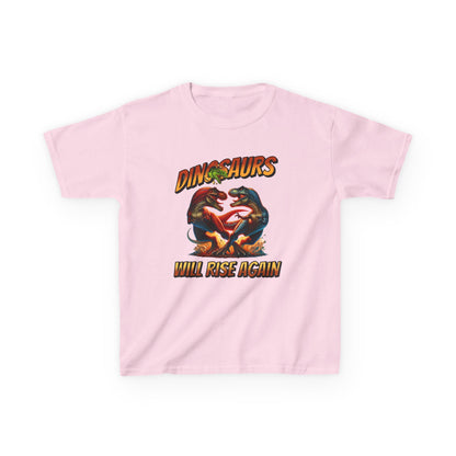 Kids Tee — "Dinosaurs Will Rise Again" Retro T-Rex Graphic