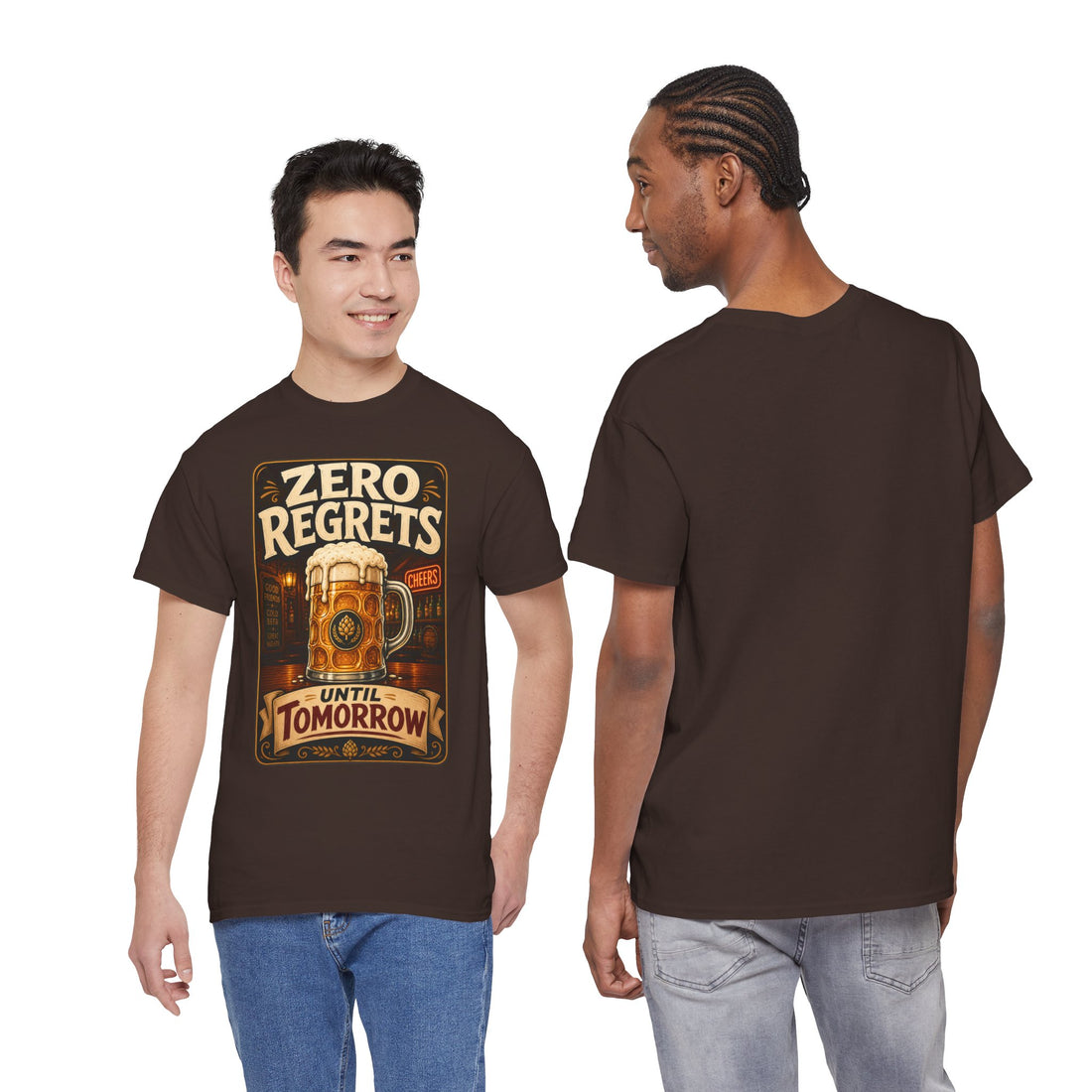 "Zero Regrets Until Tomorrow" Vintage Pub T-Shirt - Beer Graphic Tee