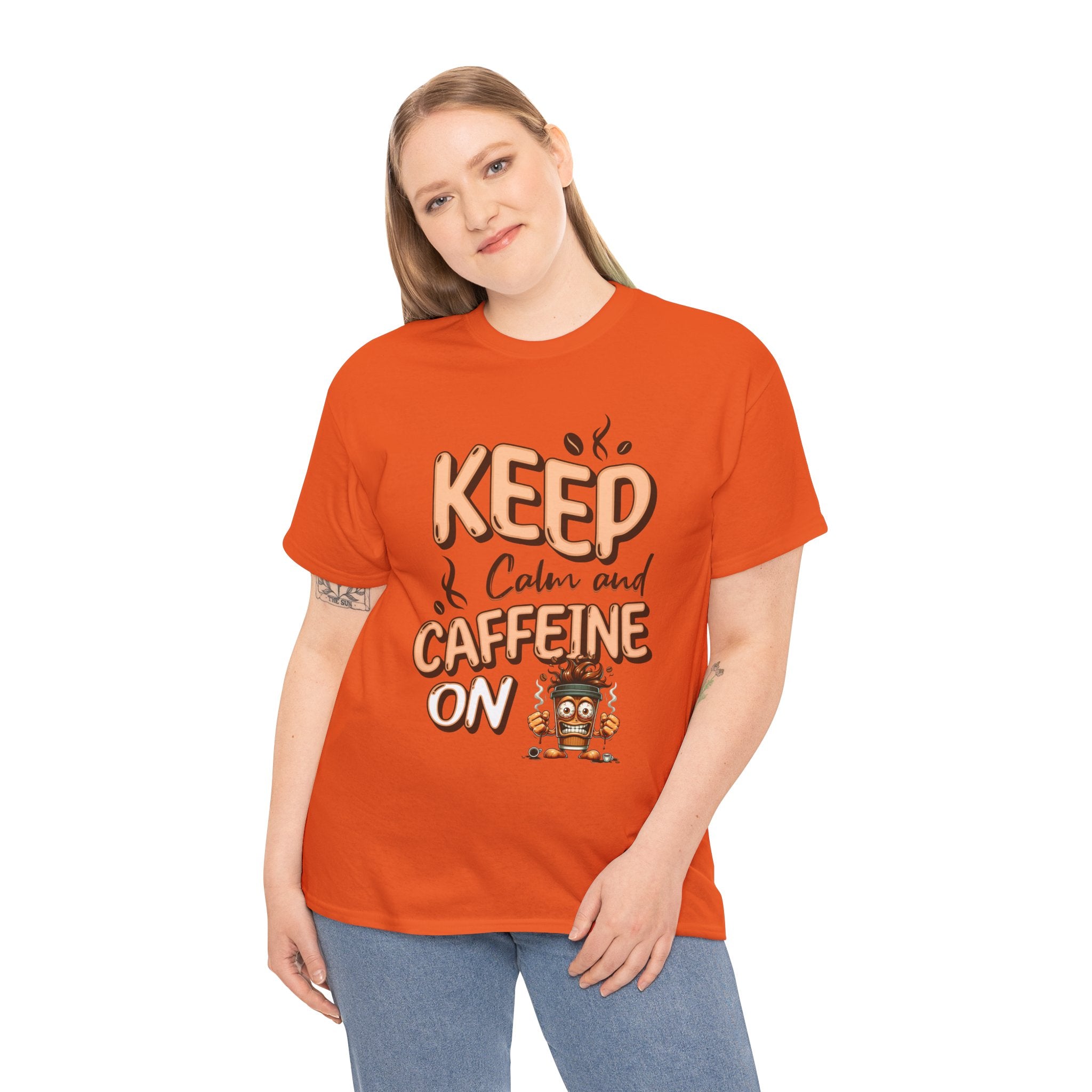 Keep Calm And Caffeine On – Funny Coffee Lover T-Shirt