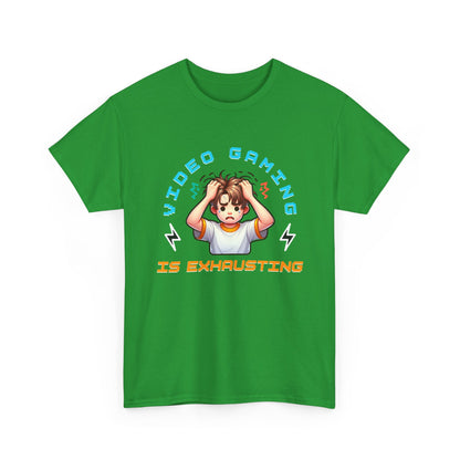Gaming T‑Shirt — "Video Gaming Is Exhausting" Cute Anime Gamer Tee