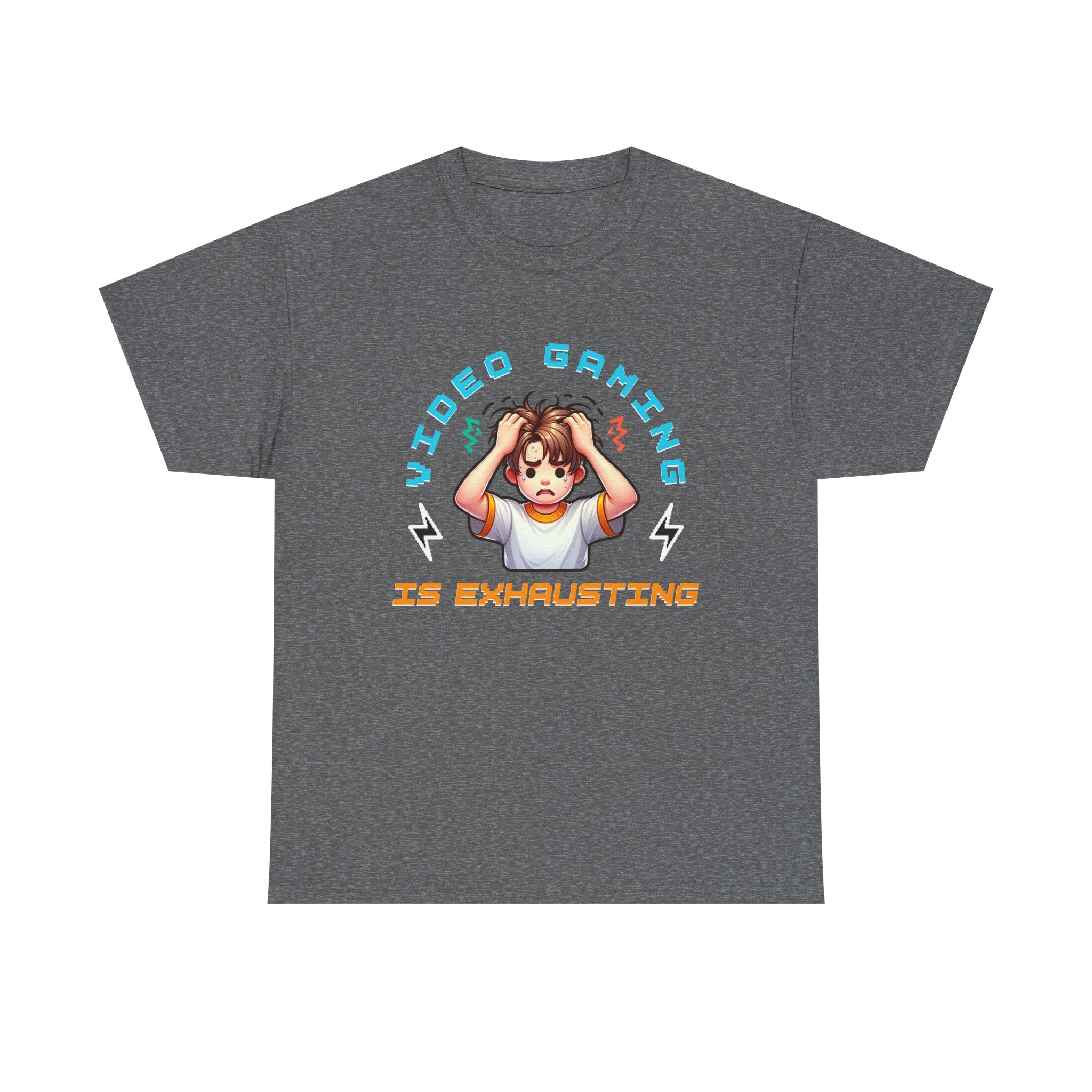 Gaming T‑Shirt — "Video Gaming Is Exhausting" Cute Anime Gamer Tee