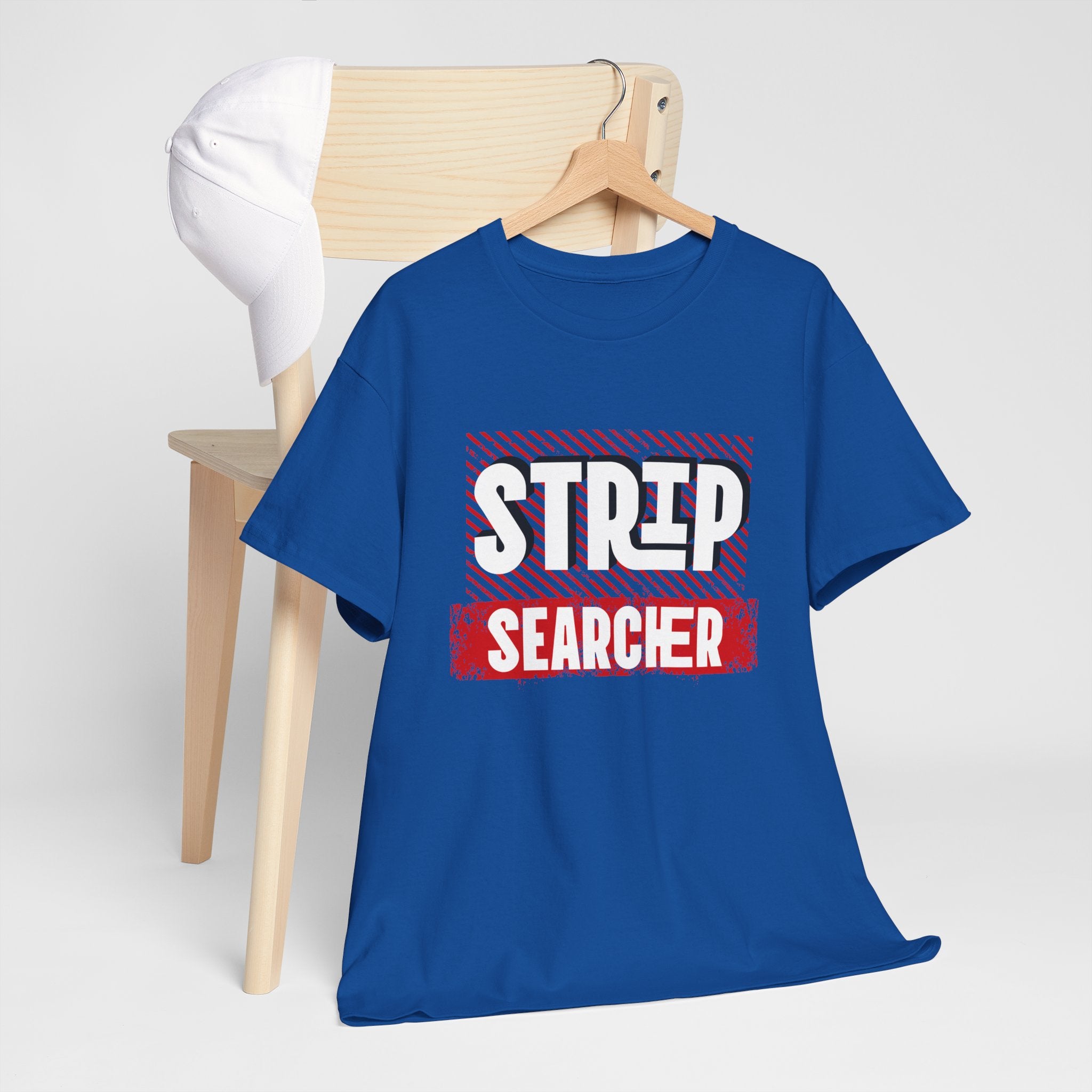 Step Searcher Graphic Tee — Vintage Red Stamped Design
