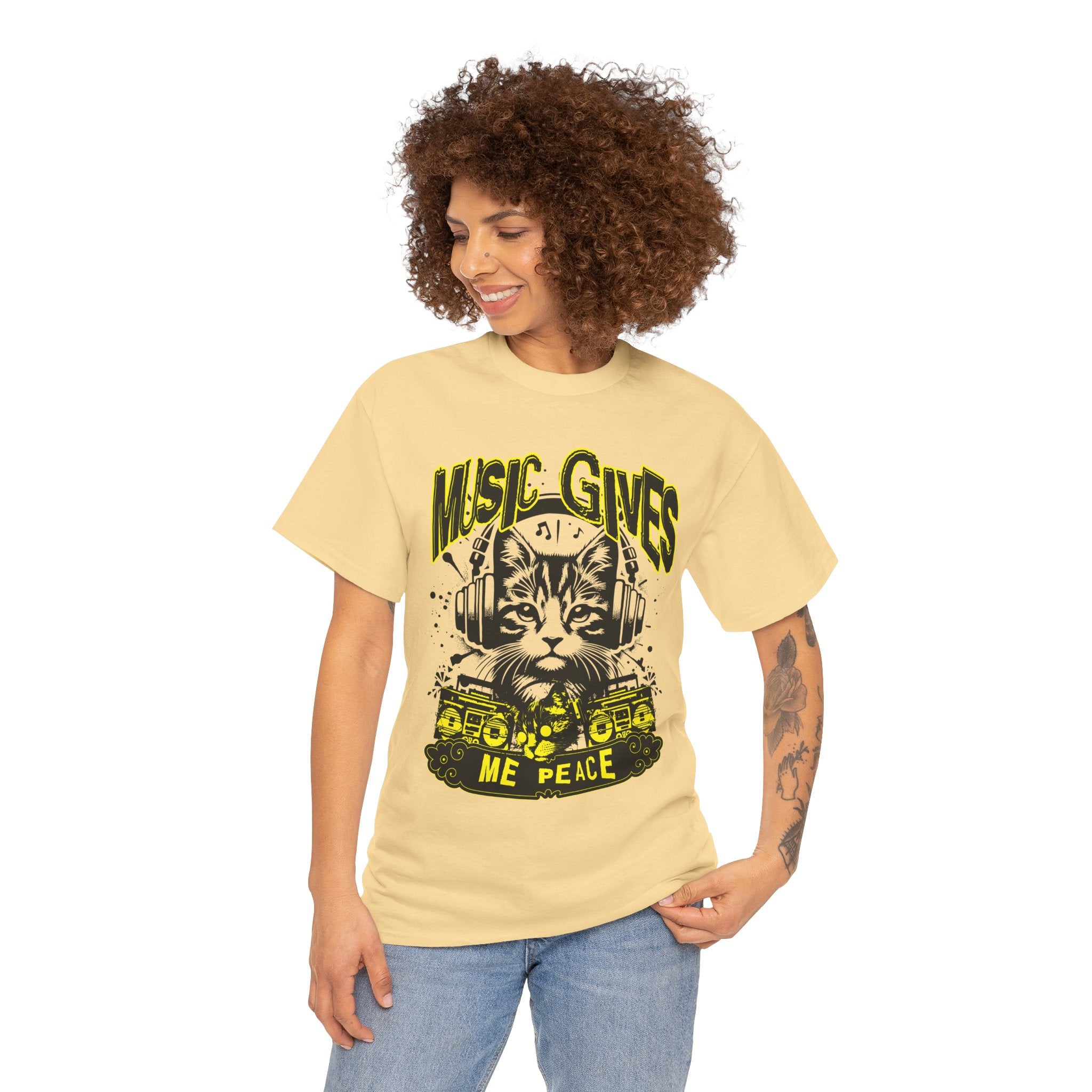Music Gives Me Peace Cat T-Shirt