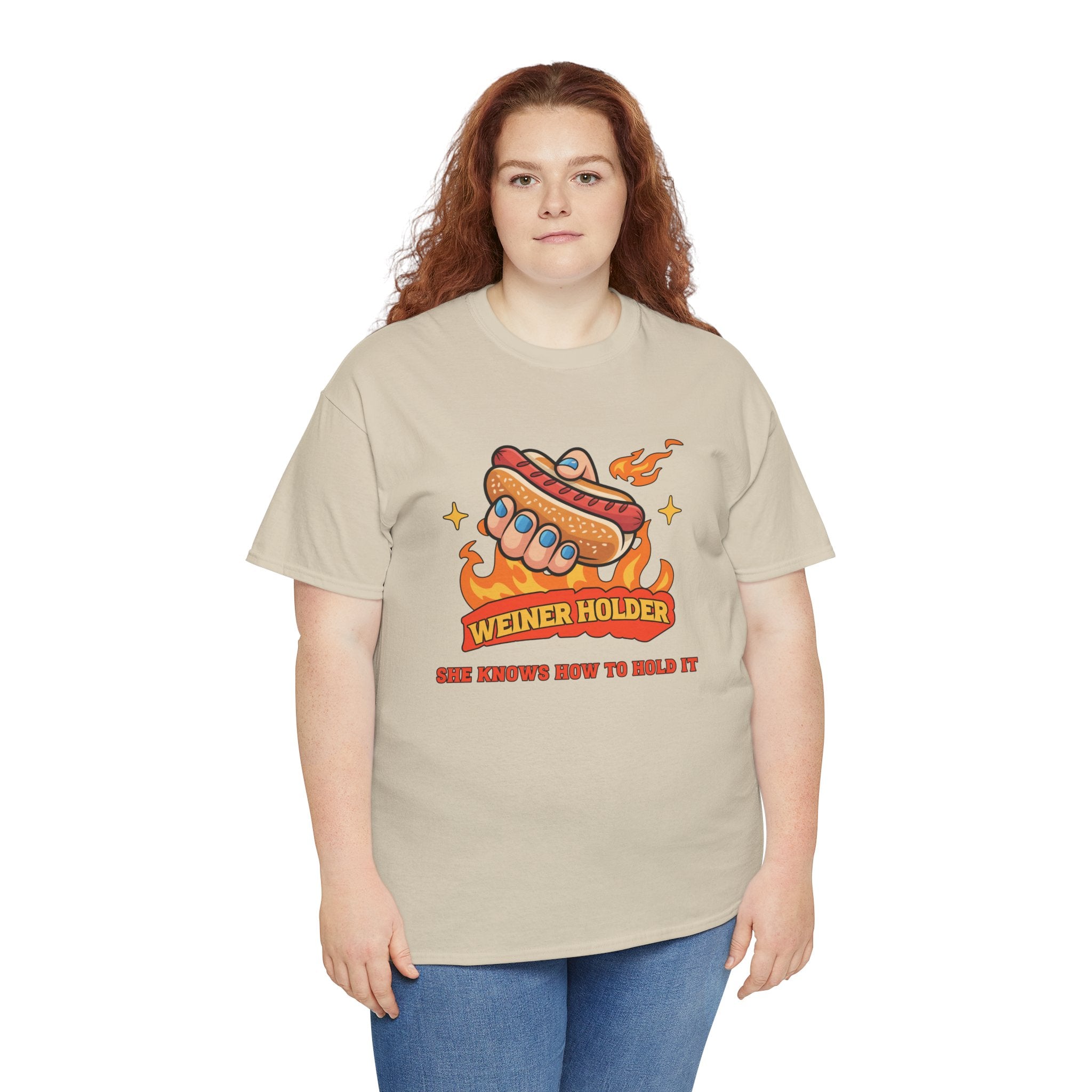 Funny Hot Dog T-Shirt — Weiner Holder Adult-Themed Tee