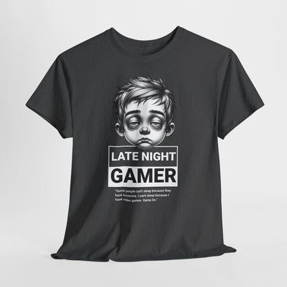 Late Night Gamer T-Shirt — Funny Sleepy Gamer Graphic Tee