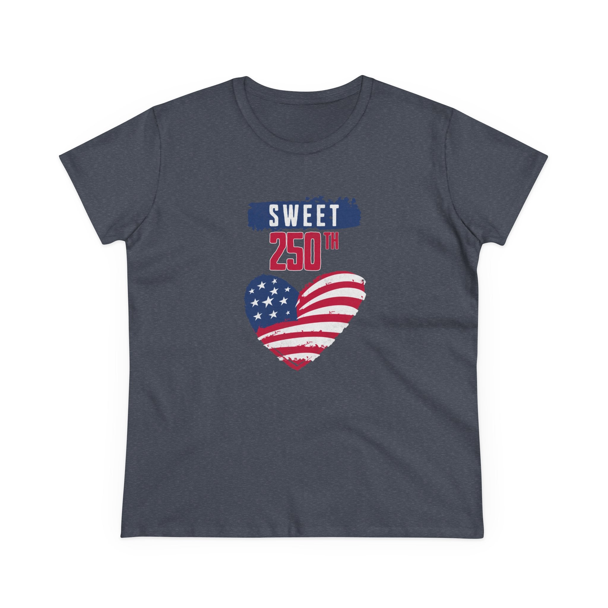 Sweet 250th American Flag Heart T‑Shirt