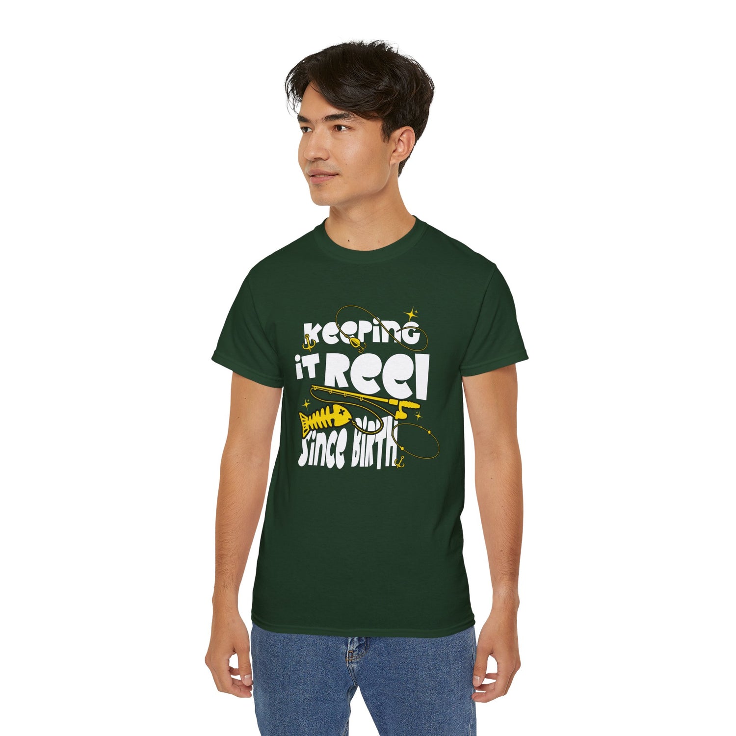 Keeping It Reel Since Birth Tee Cotton Fishing T-Shirt