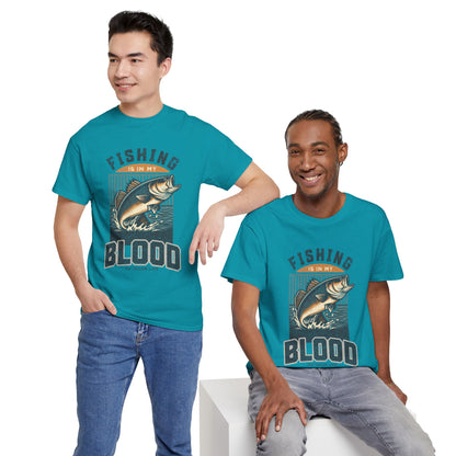 Fishing Is My Blood T-Shirt — Retro Bass Graphic Tee for Anglers