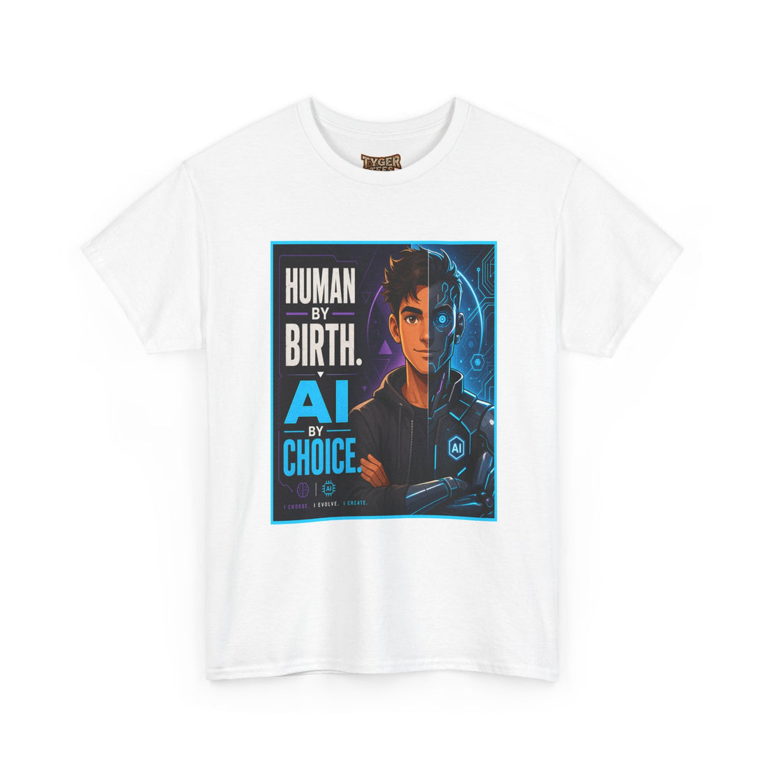 AI Choice Tee — "Human by Birth, AI by Choice" Futuristic Tech Graphic T-Shirt