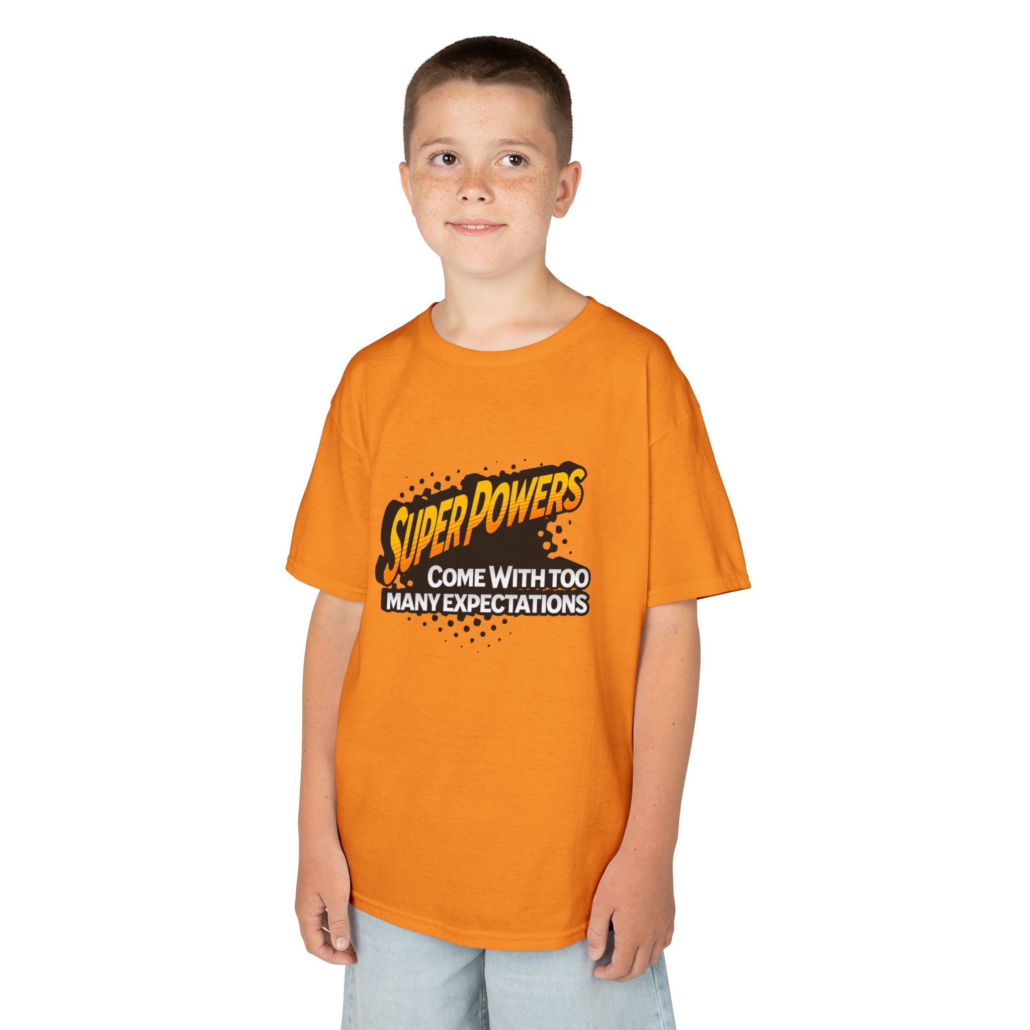 Kids T-Shirt - "Superpowers Come With Too Many Expectations" Comic Graphic Tee