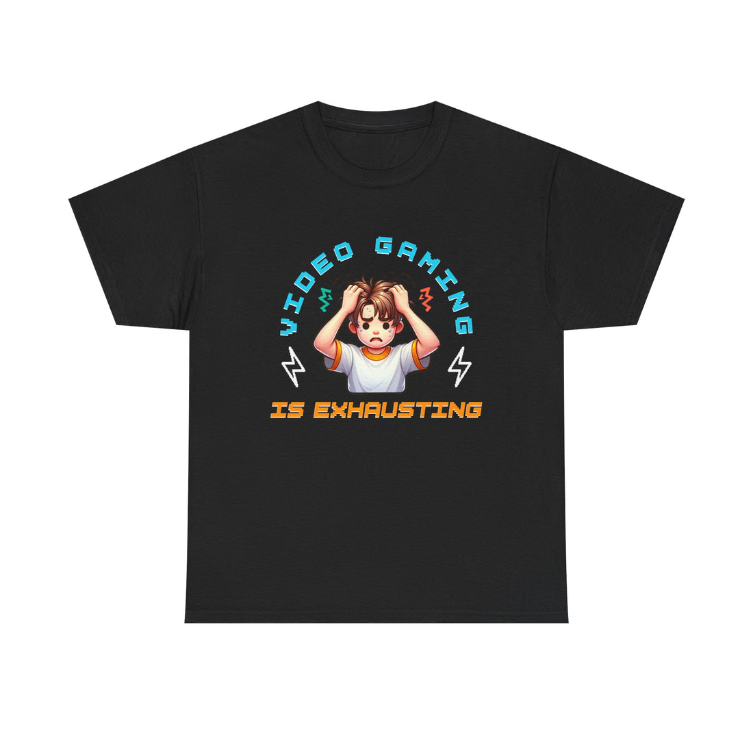 Gaming T‑Shirt — "Video Gaming Is Exhausting" Cute Anime Gamer Tee