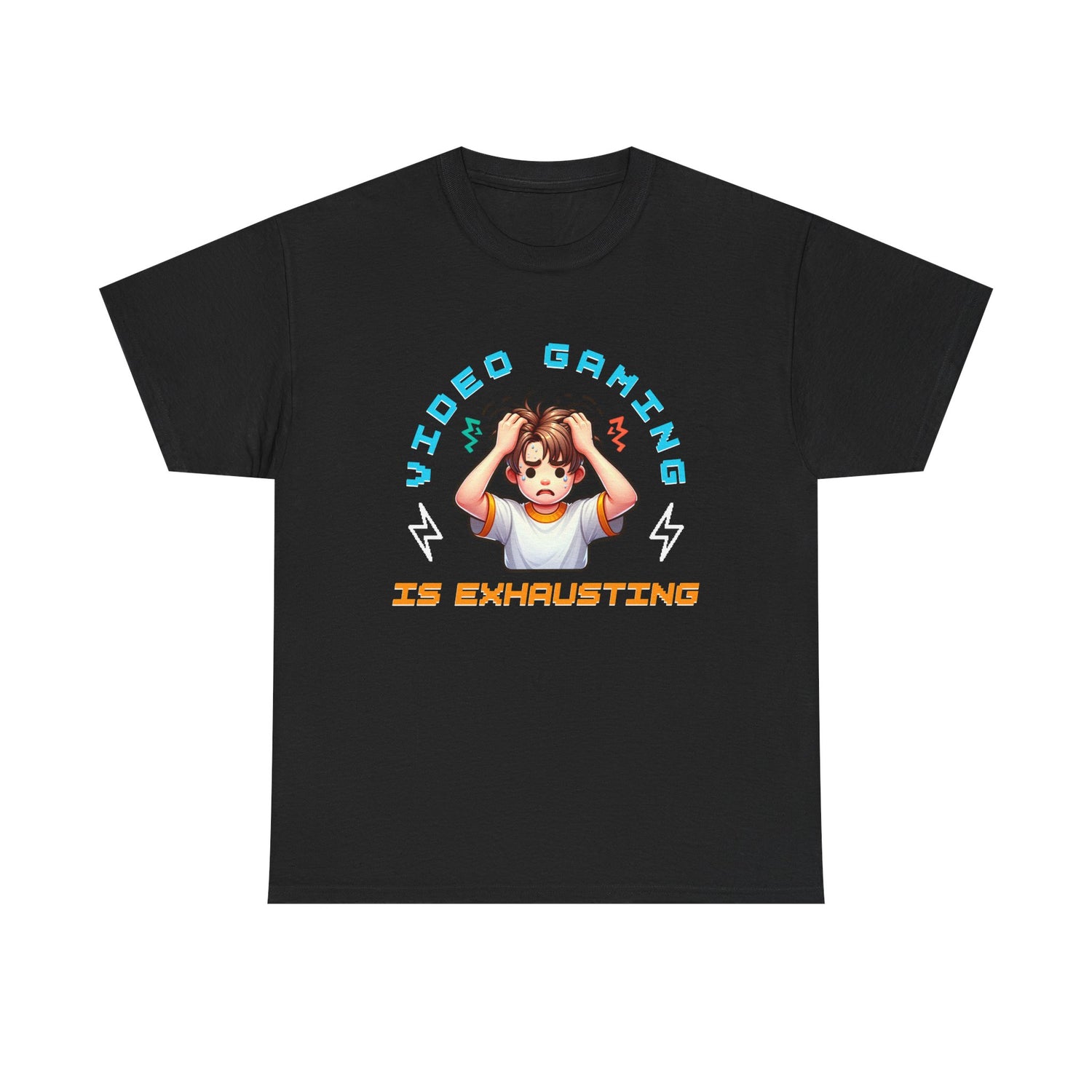 Gaming T‑Shirt — "Video Gaming Is Exhausting" Cute Anime Gamer Tee