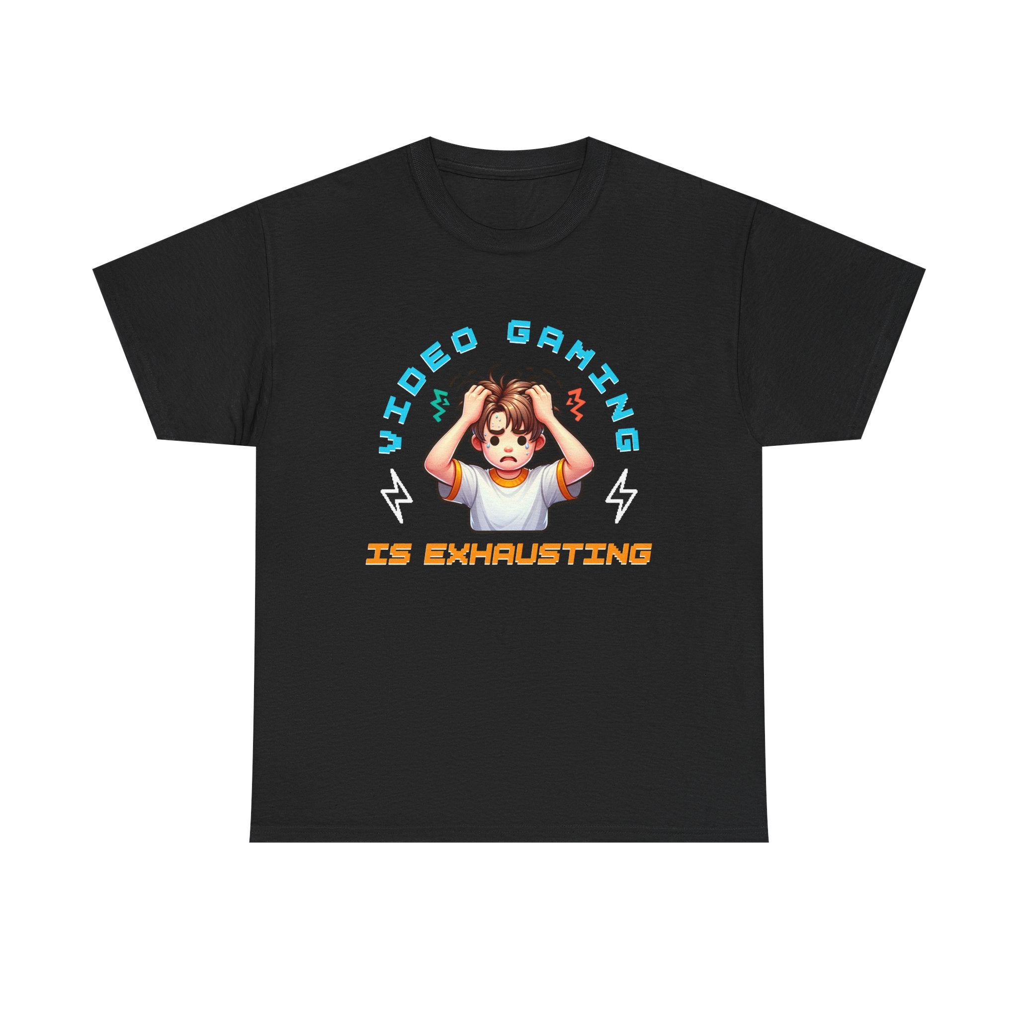 Gaming T‑Shirt — "Video Gaming Is Exhausting" Cute Anime Gamer Tee