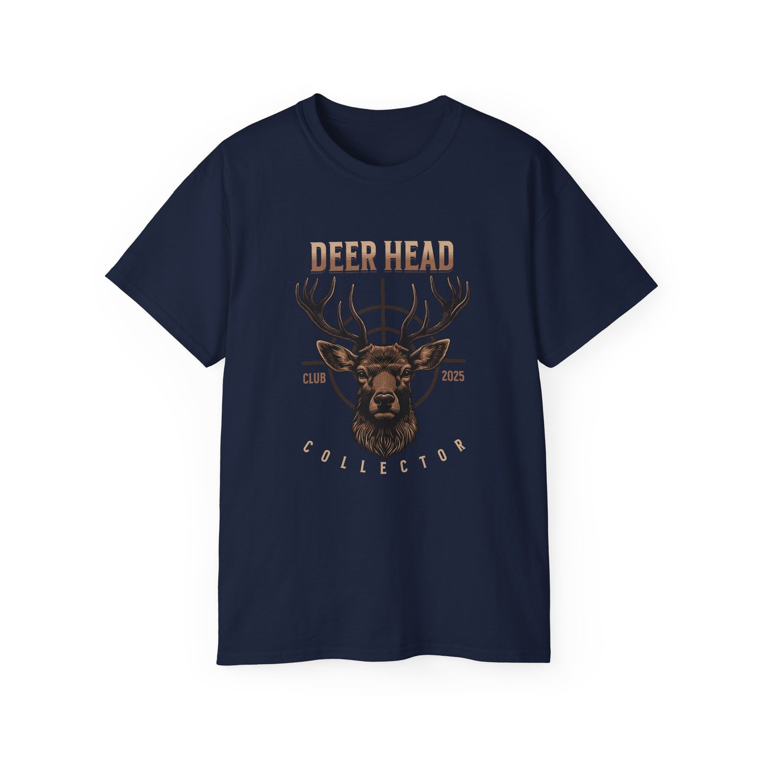 Deer Head Collector Cotton Hunting Tee - Navy Blue