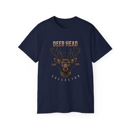Deer Head Collector Cotton Hunting Tee - Navy Blue