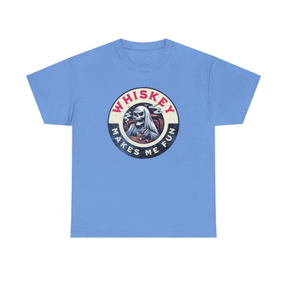 Whiskey Makes Me Fun T-Shirt — Vintage Skull Whiskey Graphic Tee
