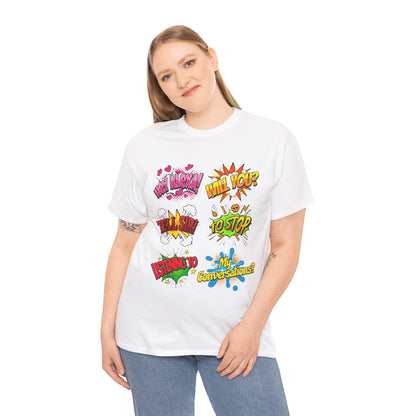 Graphic Tee — Comic Pop Speech Bubble Design (“Hey Alexa! Will You? Tell Siri To Stop Listening To My Conversations”)