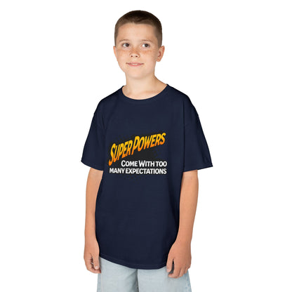 Kids T-Shirt - "Superpowers Come With Too Many Expectations" Comic Graphic Tee