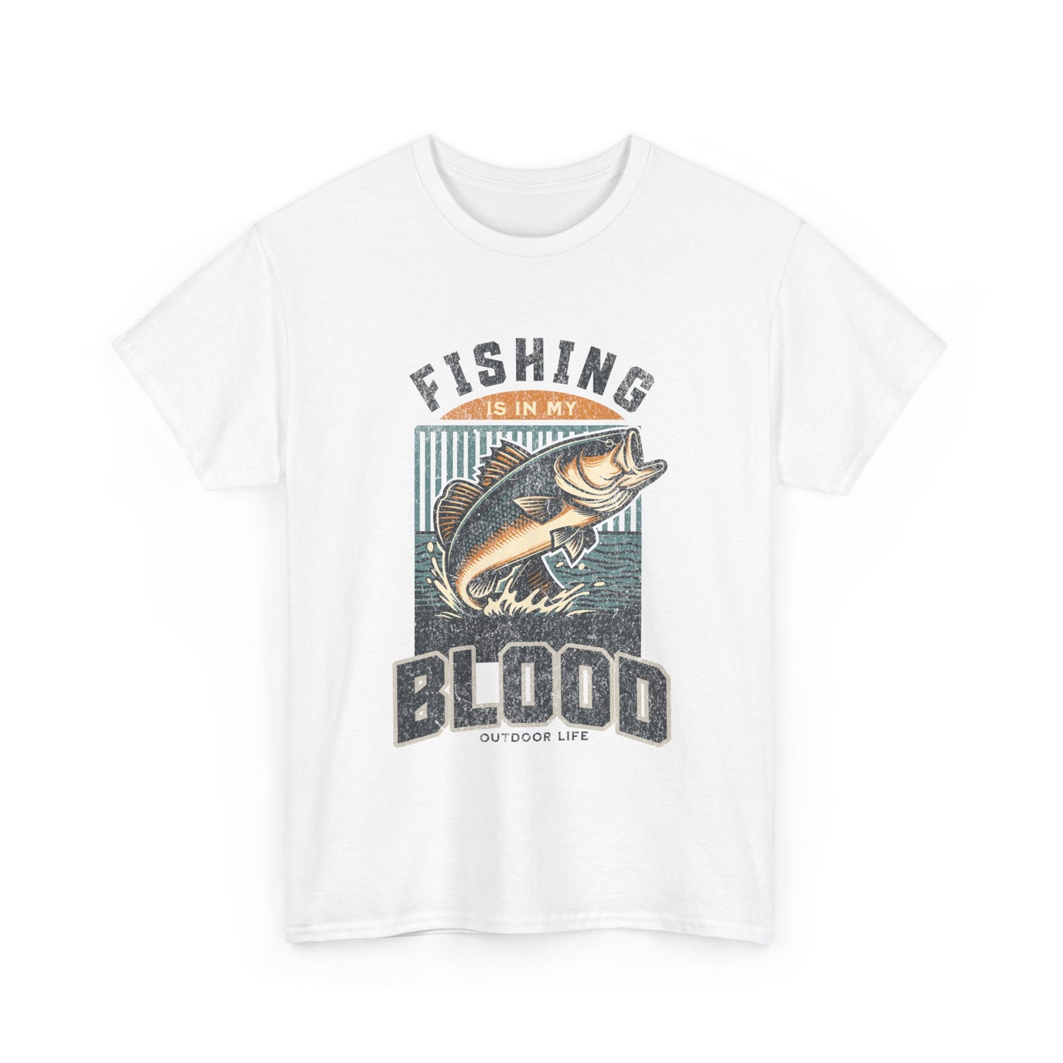 Fishing Is My Blood T-Shirt — Retro Bass Graphic Tee for Anglers