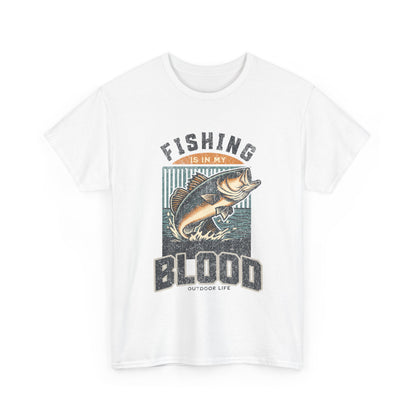Fishing Is My Blood T-Shirt — Retro Bass Graphic Tee for Anglers
