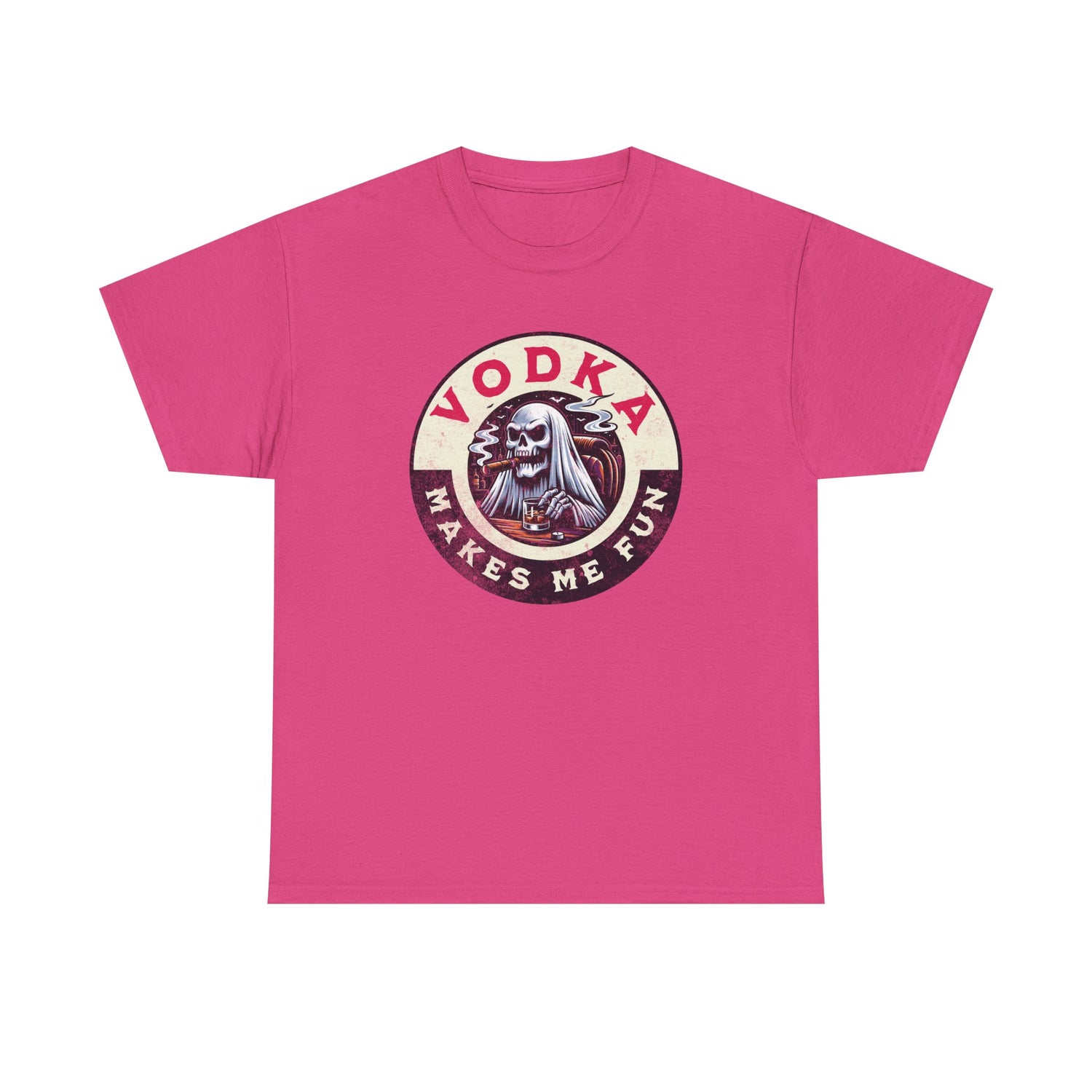 Vodka Makes Me Fun T-Shirt - Retro Skull Drinking Graphic Tee