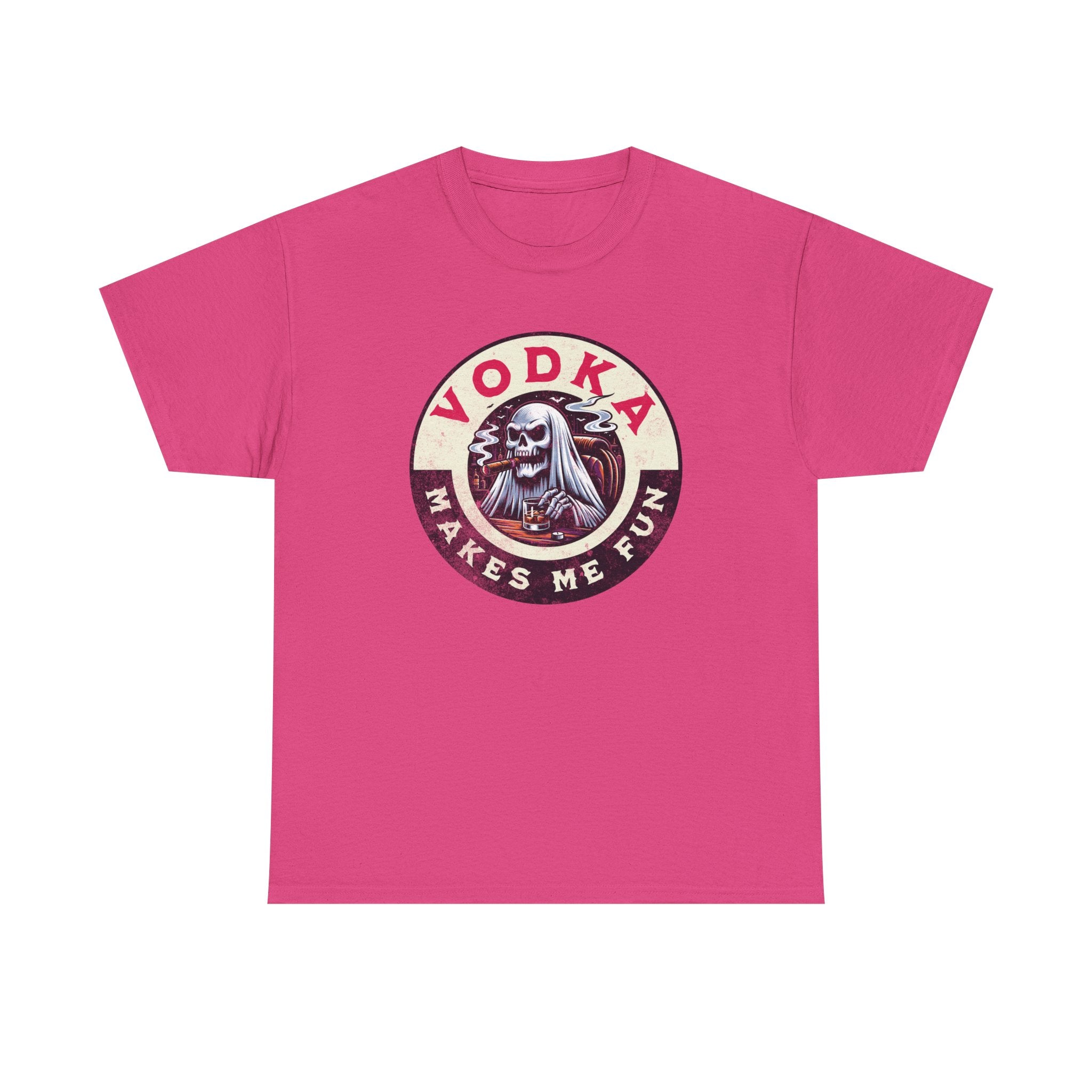 Vodka Makes Me Fun T-Shirt - Retro Skull Drinking Graphic Tee